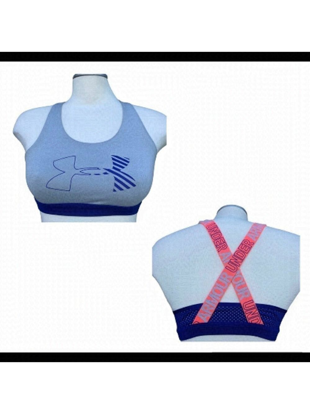 Under Armour grey blue logo sports bra Sz S